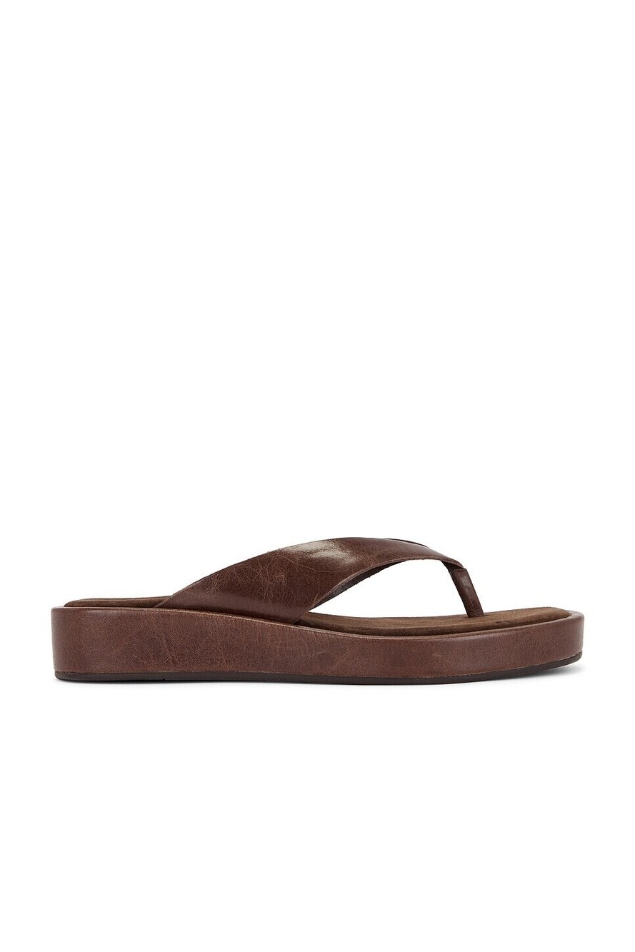 Tony Bianco Kyra Flip Flop in Chocolate Vintage suede leather round toe slip-on